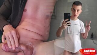 Homemade selfie and mouth-watering white-hot spunk