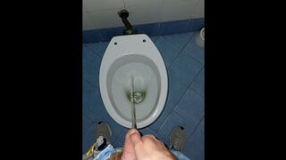 a youthful dude went into a grubby public restroom to piss and jack off