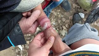 Elder fellow humps my foreskin - luving uncircumcised pipe - jizm on uncircumcised hard-on