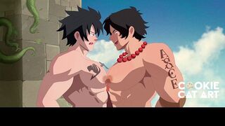 Ace and Gray, 2 pals sword fighting their fuck-sticks