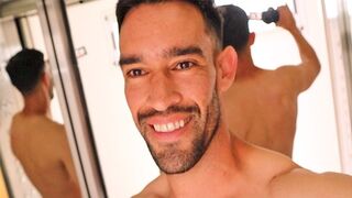 Steamy sport fellow ambles naked on tunnel, elevator and heads to the street door. RISKY
