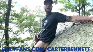 Runner Jizzing On Hike