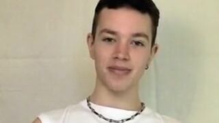 Gay Amateur: Cute twink boy strips naked