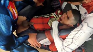 Big Cock Superheroes Bareback Threesome